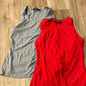 chic Womens Ribbed Tank Top - Red and Gray